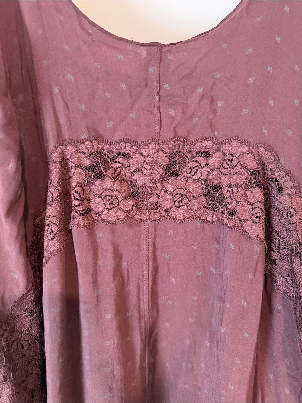 Free People Lace-Trim Swing Mini Slip Dress Plum - Picture 5 of 5